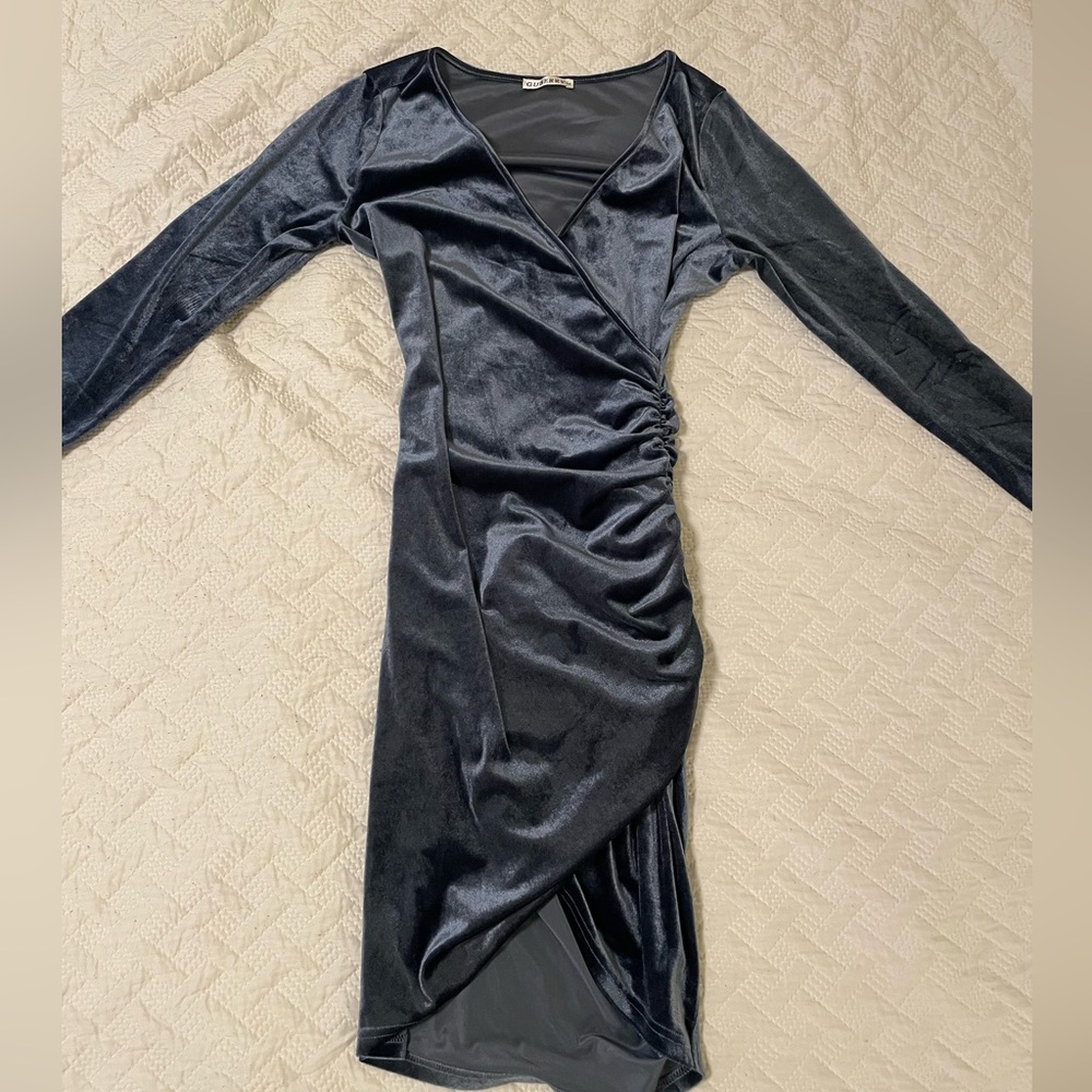 Versatile Blue Velvet Dress